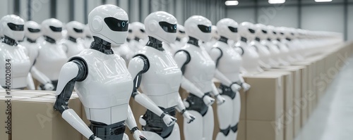 Wallpaper Mural Efficient Logistics Robots Operating in High Tech Futuristic Factory Automation Streamlining Shipment Processing and Delivery with Advanced Precision and Speed Torontodigital.ca