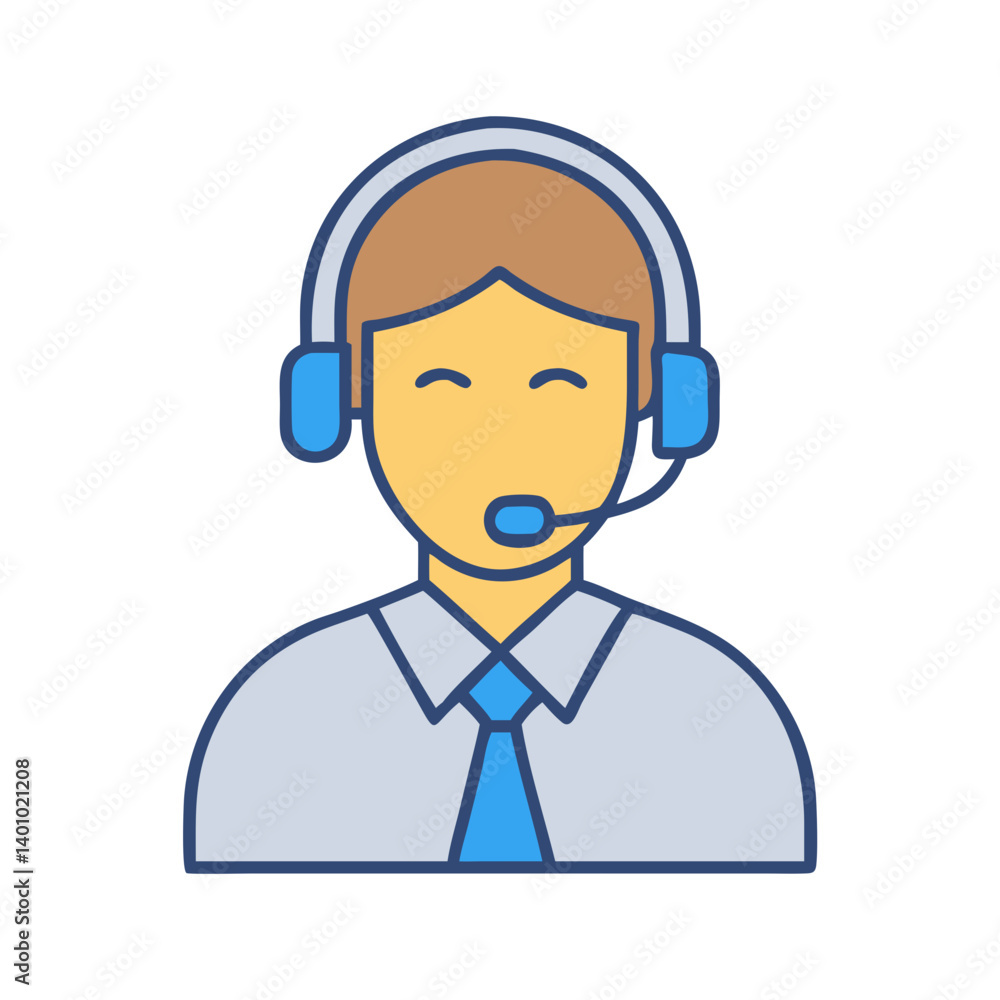 Customer Support Representative with Headset Icon Design Customer Support Representative with Headset Icon Design