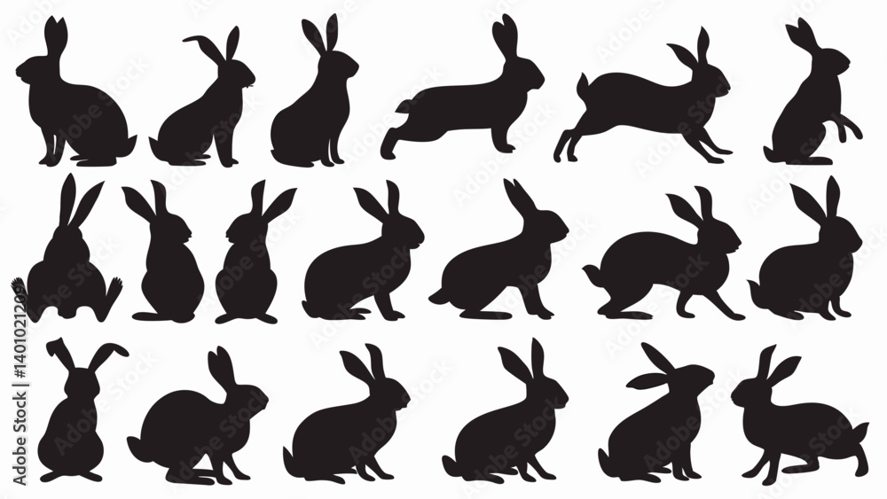 Obraz premium Bunnies silhouette vector set