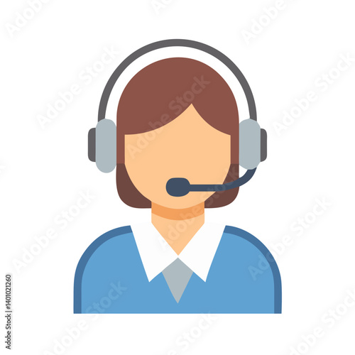 Customer Support Representative with Headset Icon Design