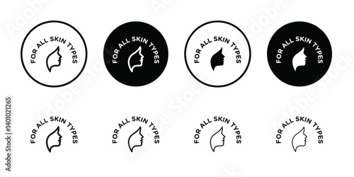 for all skin types icon Vector flat thin line illustration