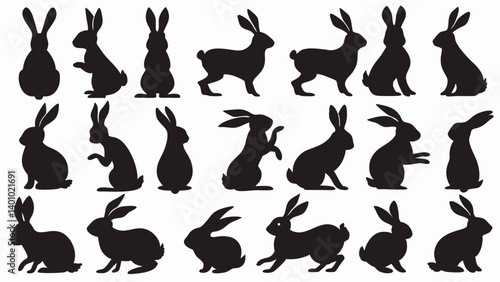 Bunnies silhouette vector set