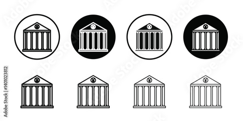 Japanese bank icon Vector flat thin line illustration