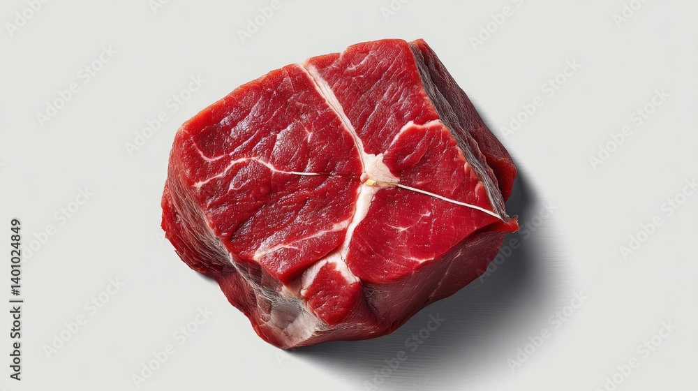 Obraz premium Fresh Raw Beef Cut with Intricate Marbling and Texture Detail