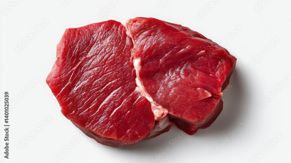 Fototapeta premium Fresh Raw Beef Cuts on White Background for Culinary Use