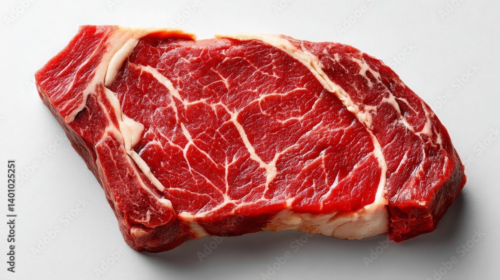 Obraz premium Fresh Raw Beef Steak on White Background for Cooking and Grilling