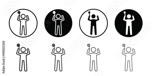 Men luck icon Vector flat thin line illustration