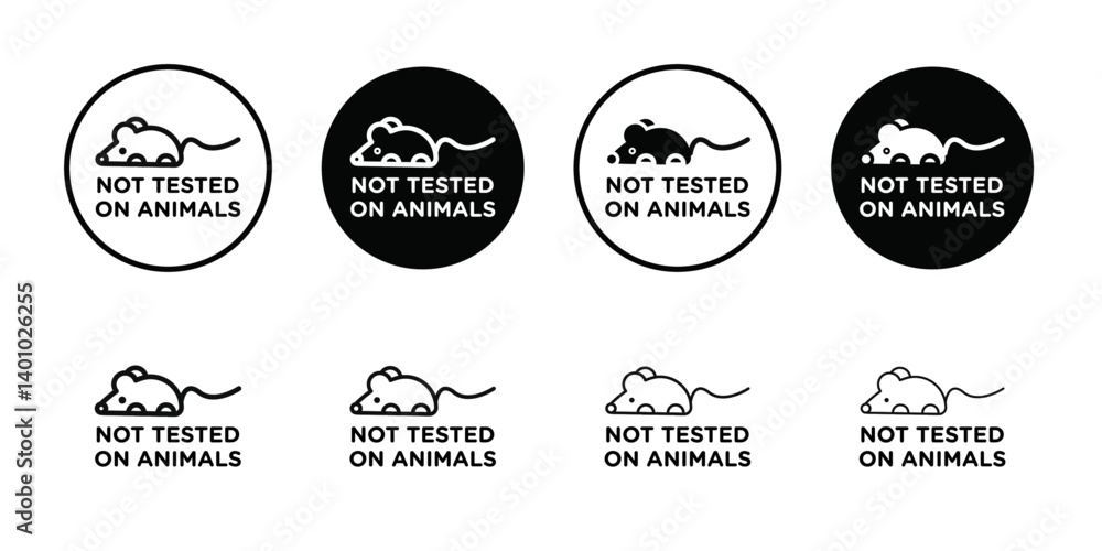 Obraz premium Not tested on animals icon Vector flat thin line illustration
