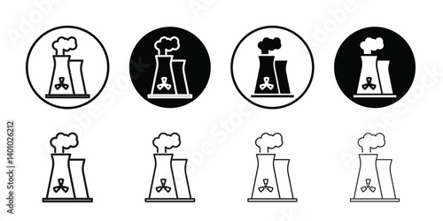 Nuclear power plant icon Vector flat thin line illustration