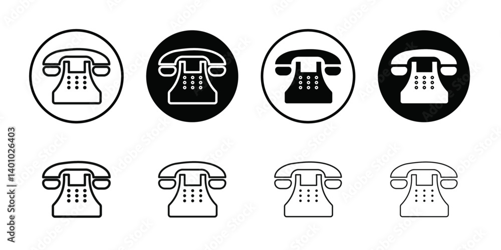 old phone icon Vector flat thin line illustration
