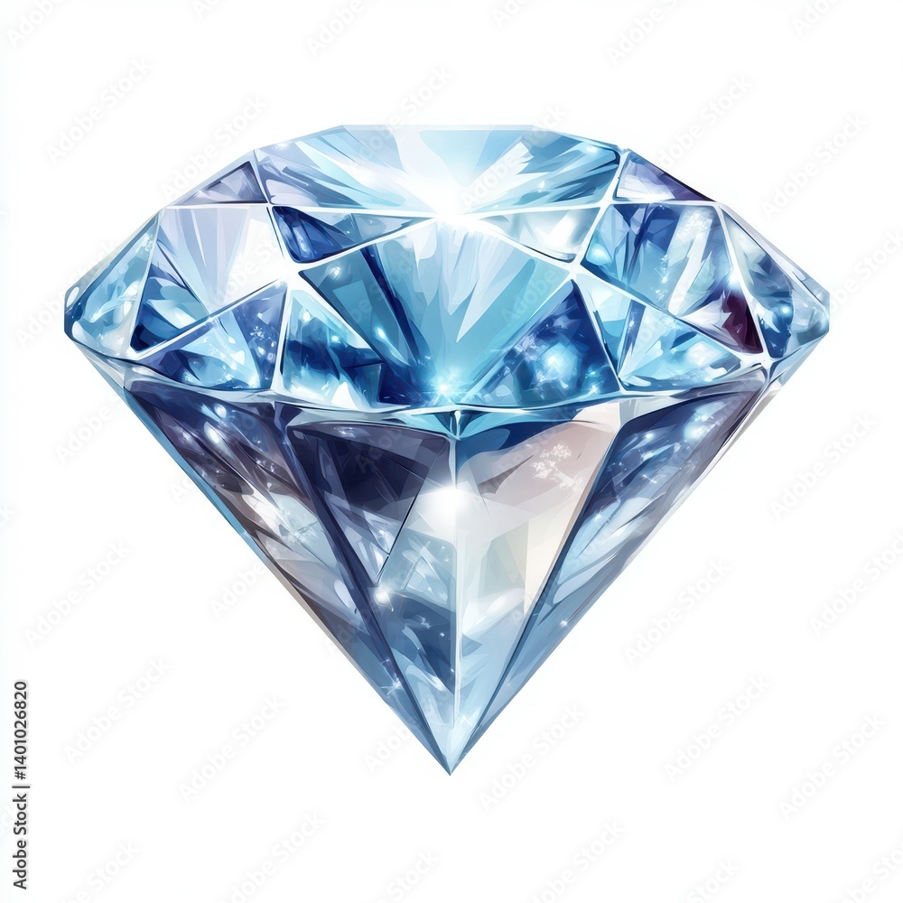 Sparkling blue diamond with intricate facets showcasing brilliance and elegance Sparkling blue diamond with intricate facets showcasing brilliance and elegance