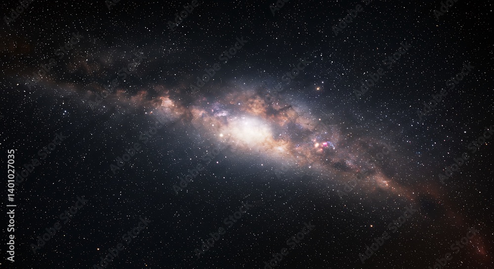 Fototapeta premium Spiral Galaxy in Dark Night Sky Cosmic Dust and Stars