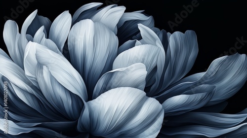 Wallpaper Mural Close up of a flower with a blue hue. The flower is in the center of the image and is surrounded by a dark background. The blue color of the flower gives it a calming and serene appearance Torontodigital.ca