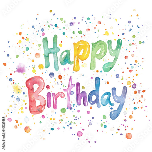 Happy Birthday: A vibrant watercolor artwork spells out 