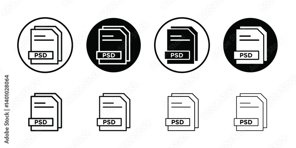 PSD File Format Icon Vector flat thin line illustration PSD File Format Icon Vector flat thin line illustration