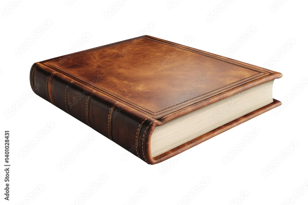 Antique leather bound book rich brown tones aged texture isolated on black on transparent background Antique leather bound book rich brown tones aged texture isolated on black on transparent background