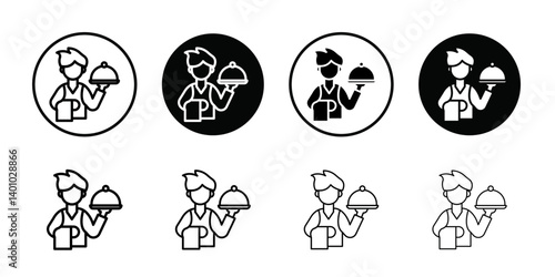 restaurant Waiter icon Vector flat thin line illustration