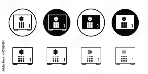 Safe vault box icon Vector flat thin line illustration