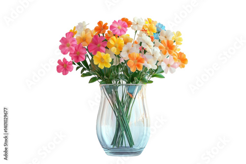 Wallpaper Mural Vibrant floral bouquet in a clear glass vase showcasing a mix of colorful on transparent background Torontodigital.ca