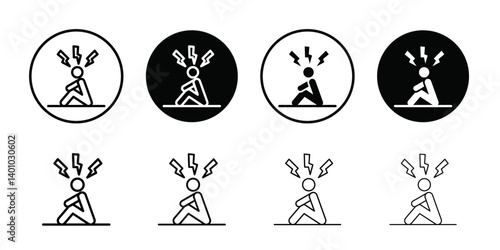 Stress icon Vector flat thin line illustration