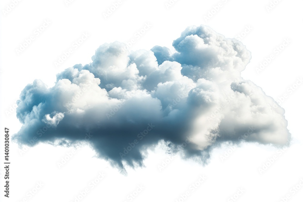 A fluffy cumulus cloud isolated against a bright white background in a studio setting outdoors A fluffy cumulus cloud isolated against a bright white background in a studio setting outdoors