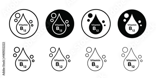 Vitamin B12 drop icon Vector flat thin line illustration