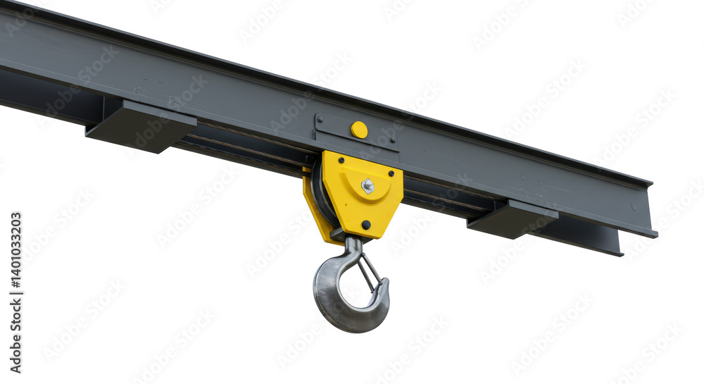 Isolated overhead crane trolley with hook Isolated overhead crane trolley with hook