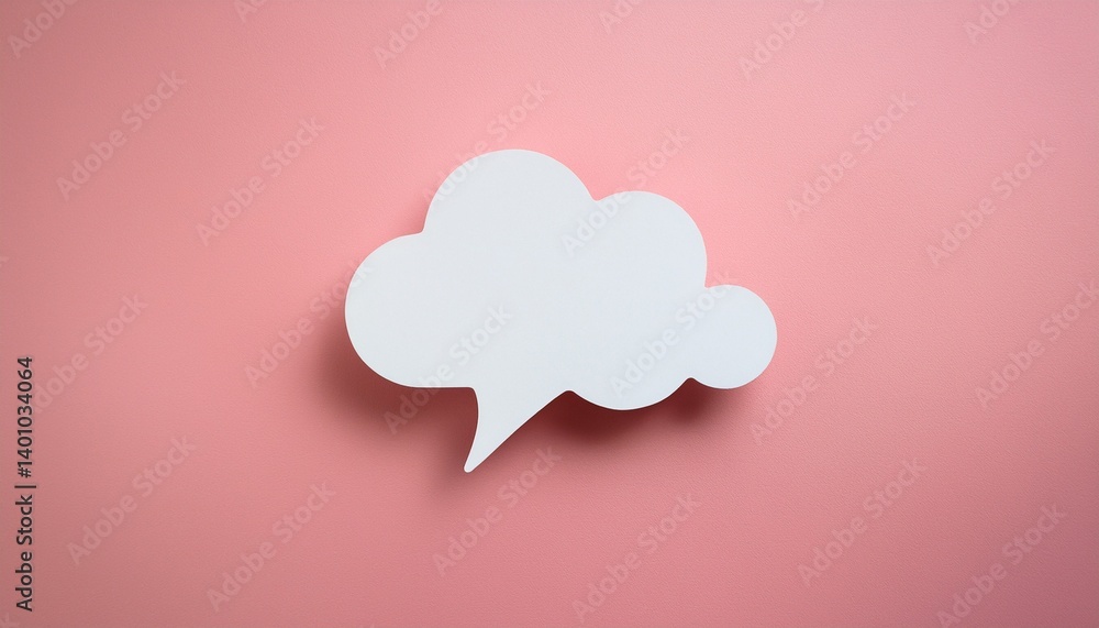 white cloud shaped speech bubble on pastel pink background minimalistic flat lay composition with copy space for communication and creative concept white cloud shaped speech bubble on pastel pink background minimalistic flat lay composition with copy space for communication and creative concept