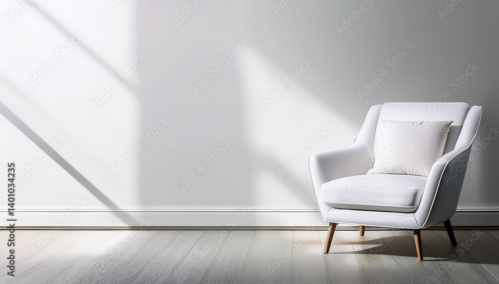 a white chair is in front of a white wall a white chair is in front of a white wall