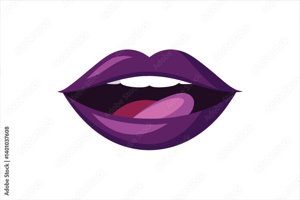 Purple Gloss Lips with Tongue on Transparent PNG for Stickers or Prints Purple Gloss Lips with Tongue on Transparent PNG for Stickers or Prints