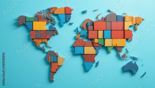 Global Trade and Tariffs: World Map of Shipping Containers