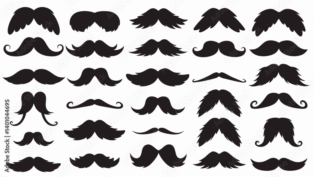 Fototapeta premium Moustache silhouette vector set
