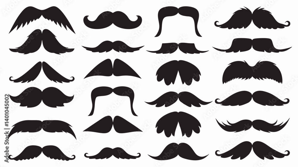 Fototapeta premium Moustache silhouette vector set
