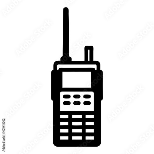 Black And White Radio Transmitter Communication Device Isolated On A White Background
