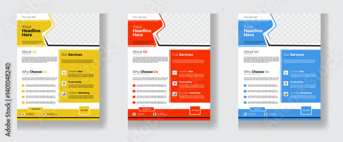 corporate modern 3 colour business flyer design template