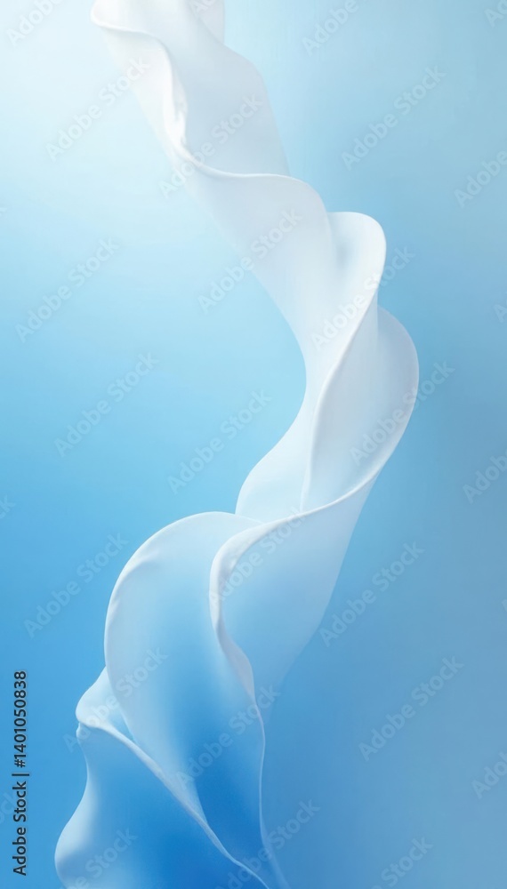 Fototapeta premium Soft gradient swirls on light blue background, clouds, watercolor
