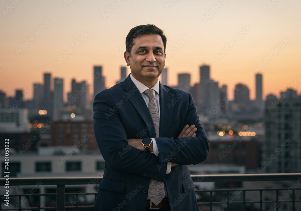 Confident entrepreneur standing arms crossed Confident entrepreneur standing arms crossed
