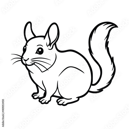 chinchilla line art vector on white background