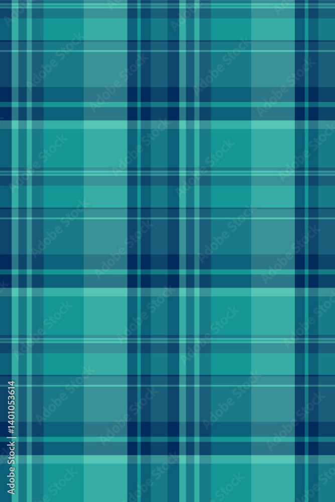 Fototapeta premium Serene teal and navy plaid pattern. Perfect for textile design, website backgrounds, or fashion projects. This repeating texture offers a calming visual rhythm and sophisticated style.