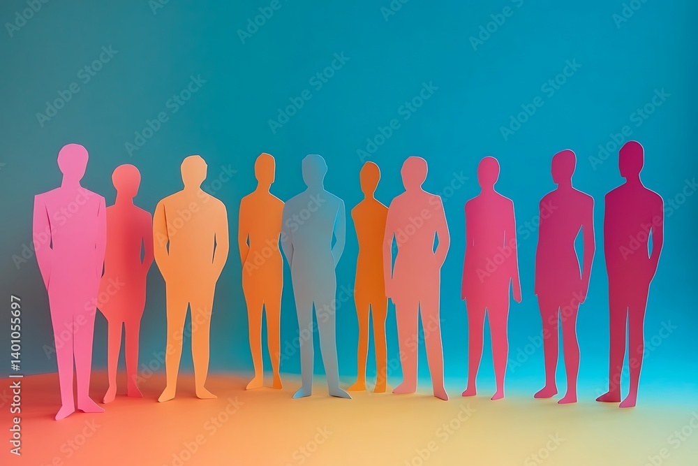 Obraz premium Diverse Teamwork Gradient Background