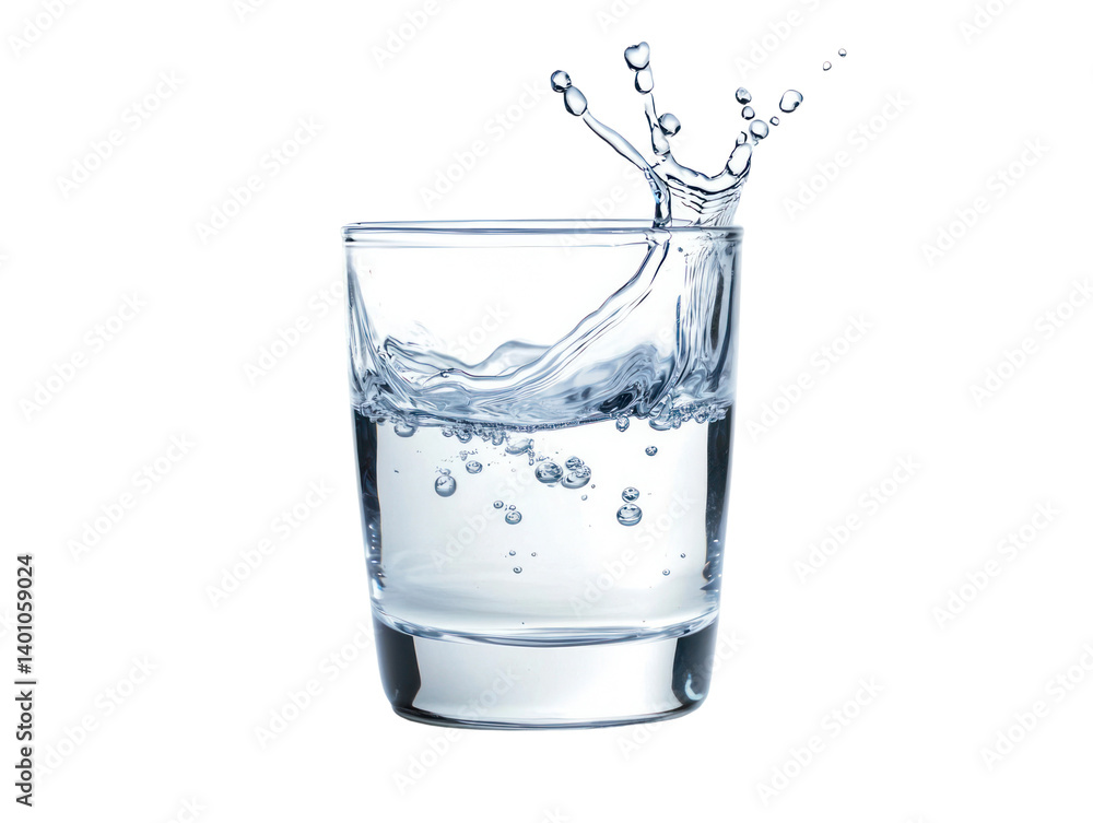 Drinking splashing glass of water cutout background studio environment close-up view refreshing concept Drinking splashing glass of water cutout background studio environment close-up view refreshing concept
