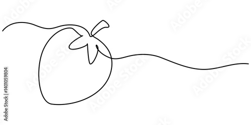 Strawberry continuous one line drawing, Black and white, Single continuous line drawing of organic strawberry for fruit icon fresh berries fruitage concept, Vector illustration with continuous line.