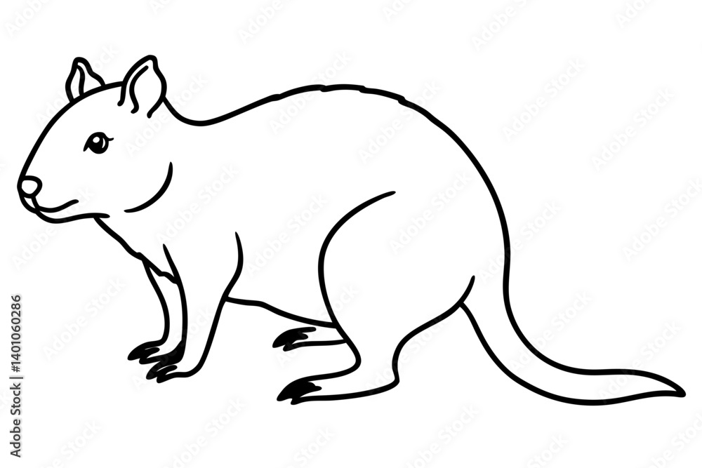 Fototapeta premium Quokka Minimal Line Drawing
