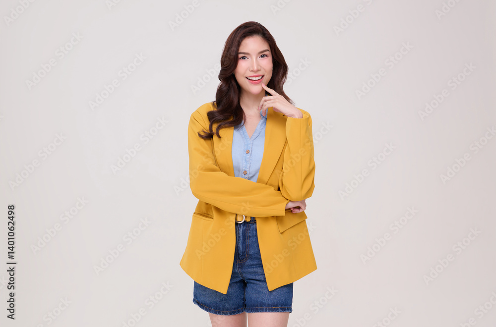 Portrait confidence young Asian business woman smiling isolated on white background. Portrait confidence young Asian business woman smiling isolated on white background.