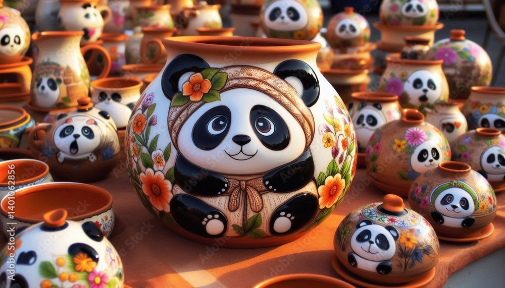 Obraz premium Töpferware Pandabär