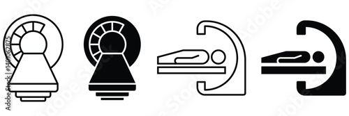MRI machine icon outline and solid. Editable stroke. Vector illustration
