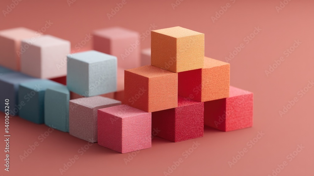 Obraz premium colorful toy blocks in minimalistic design arranged in shape of open book on monochromatic surface