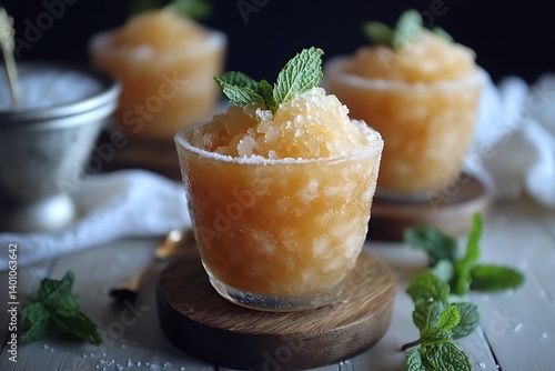 Refreshing Maple Bourbon Slush with Mint Garnish in Glass