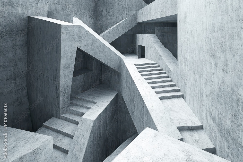 Abstract Grayscale Labyrinth of Intersecting Staircases Abstract Grayscale Labyrinth of Intersecting Staircases