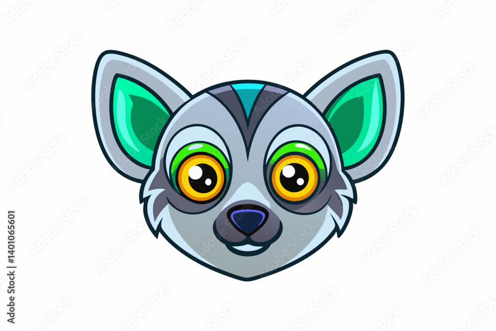 Lemur Head icon vector art in illustration on white background Lemur Head icon vector art in illustration on white background